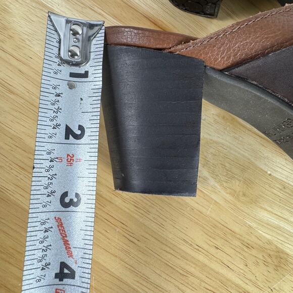 Brighton Shoes Womens Sz 7.5 Gemini Mules Brown Leather Heels Slip On EUC - Picture 8 of 9